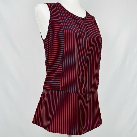 Tommy Hilfiger - Red and Blue - Sleeveless Button up Blouse Size:  S/P - Picture 1 of 10